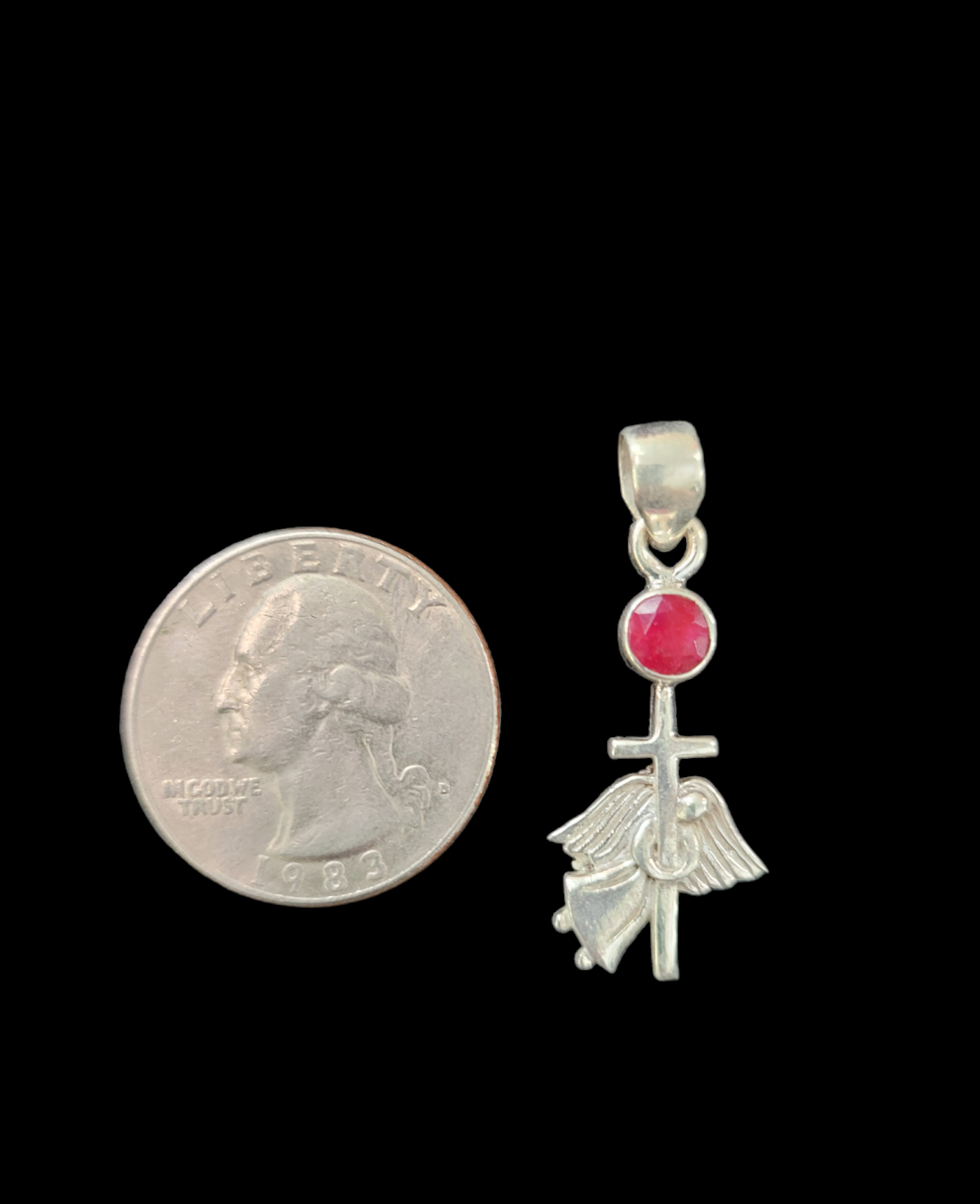 Guardian Angel Pendant W/ Ruby