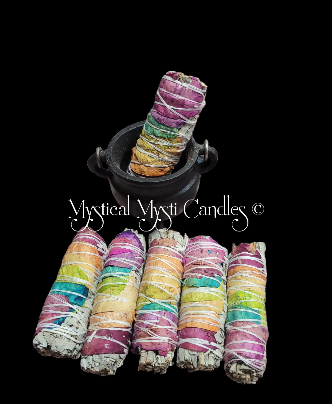 White Sage w/ Rainbow Rose Petals