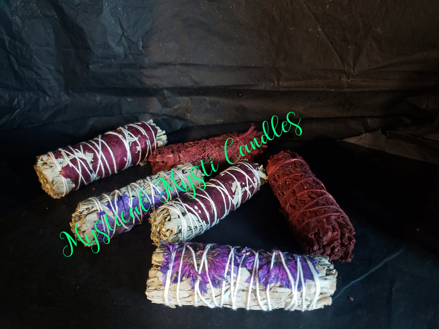 White Sage & Red Rose Petals Smudge Stick
