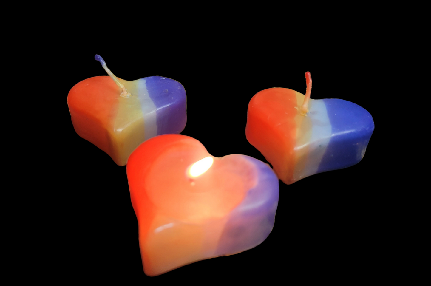 Floating Rainbow Heart Candle